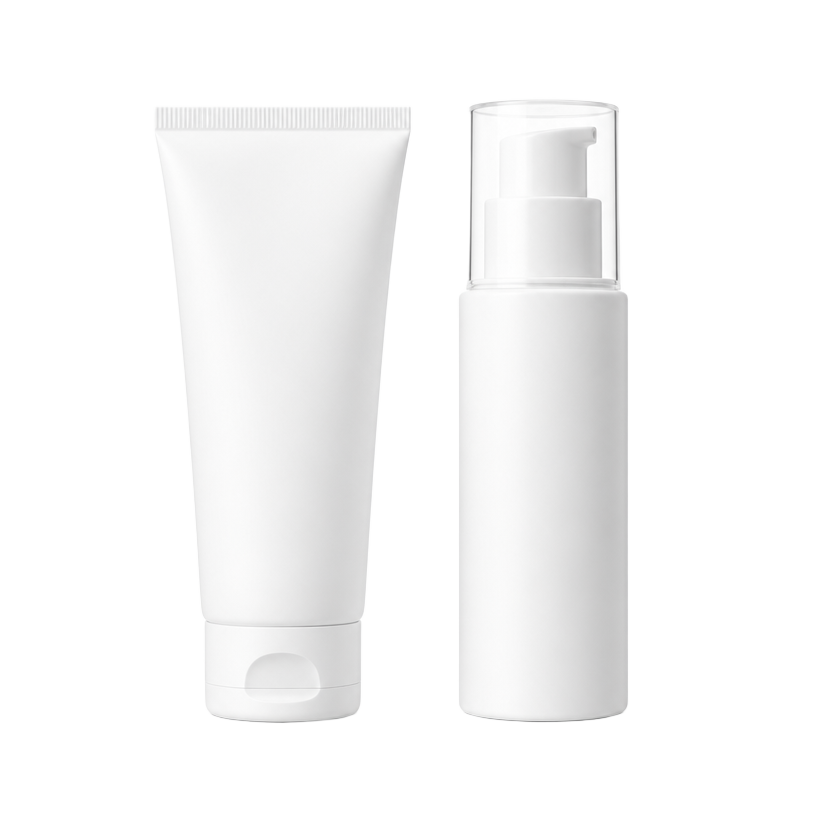 Skincare tube and bottle