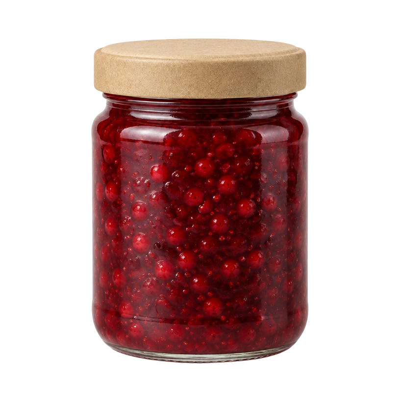 Jar of lingonberry jam